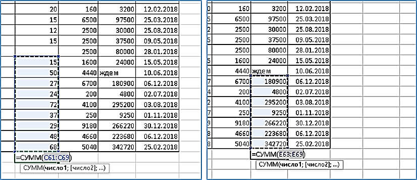 Sum in Excel -1